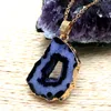 Fashion Geometric Natural Stone Druzy Geode Pendant Necklaces for Women Gilr Gold Color Party Accessories Gift Necklaces1
