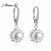 freshwater pearl drop earrings