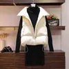 Oversize Women Vest Cotton Coat Loose Casual Sleeveless Black White Jacket Gilet Femme Autumn Winter Sweater Lady Knit Dress 4XL 211220