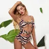 Xi ze europeu e americano leopardo impressão de maiô bikini faixas mulheres sexy uma peça swimsuit venda quente