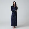 Men's Flannel bath robe men's autumn and winter fashion hooded cardigan thickened extended home wear couple pajamas
