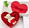 10 Flowers Soap Flower Gift Rose Box Bears Bouquet for 2022 Valentines Day Wedding Decoration Gift Festival Heart-shaped Box bysea RRE12607