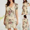 Maternity Dresses 2022 Floral Dress Female Vintage Print V-Neck Casual Women Summer Short Sleeve High Waist Trapeze Maxi Dropship