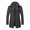 Men Designer Winter Long Coats Mens Thick Warm Wool Blends Woolen Pea Scarf Decoration Male Trench Coat Overcoat 4XL