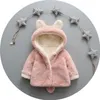 Girls warm Wool coats winter kids cute thick velvet hoodies for baby children cartoon outerwear jackets 2- 5Y clothing girls