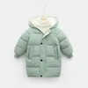 Down jas voor kinderen winter tiener babyjongens meisjes katoengevulde parka s dikke warme lange jassen peuter kinderen bovenkleding l221007