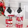 Christmas Wine Bottle Covers Knitted Sweater Santa Claus Gift Bags Faux Fur Collar Xmas Party Decoration JK2010PH