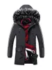 Veste d'hiver Parkas pour hommes Hommes Long Manteau de fourrure Col de fourrure Doublé Manteau chaud extérieur capuche détachable vêtements de mode1