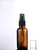 Amber Glass Spray Bottle Black Plastic Cap för parfym/toner/hydrolat Vatten Makeup Sprayer Travel Skincare Refill Container Refillerbara kompakter