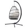Outdoor Patio Wiklinowe składane Krzesło Wiszące Rattan Huamak Hamak Krzesło jaj z Wspornikiem C z poduszką i poduszką Zasoby A01 A18