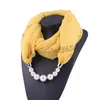 Мода Новый Сплошной цвет Ювелирные Изделия Ожерелье Кулон Шарф Шарфы Женщины Фоллурс Формовые аксессуары Мусульманский Hijab Scarf