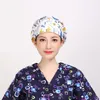 Katoenen scrubs beanie caps west-absorbent elastische sectie huisdier verzorging verpleegkundige werk hoeden lab bloemenprint scrub hoed