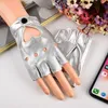 1Pair Women Punk Short Synthetic Leather Gloves Half Finger Fingerless Gloves Fashion Lady Handsome Black Cycling Gloves