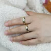 2021 Kerstcadeau Fashion Women Girl Sieraden 3 Stone Blue CZ Cubic Zirconia Open Starburst Star Signet Ring