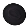 Klasik 100% Yün Fedora Şapka Büyük Brim Şerit Şapkalar Kadın Erkek Disket Üst Hat1