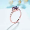 Kuoit 2CT lab-grown Alexandrite Edelsteen Ring voor Vrouwen 925 Sterling Zilver 585 rose goud zeshoek Luxe Ring Fijne jewerely 2201211944527