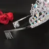 Zilveren Kronen Bruiloft Tiara's Haaraccessoires Voor Vrouwen Luxe Strass Hoofddeksels Charmante Koningin Diadeem Mode Bruidssieraden
