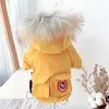 ウィンタードッグコートジャケットファーカラーペットペットペットペット衣装衣装暖かい子犬服チワワブルドッグペット服パグ201102