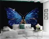 3D duvar kağıdı oturma odası fotoğraf duvar kağıdı 3d çiçek güzel mavi kelebek romantik flora dekoratif 3d duvar kağıtları ev dekor