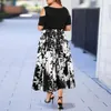 ICCLEK S-7XL Evening Party Plus Size Maxi Dress Women Short Sleeve Floral Printed Elegant Large Dress for Ladies Vestidos Summer Y0118