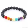 Braccialetti con ciondoli Bracciali con perline Muti-color Lava 7 Chakra Yoga Stones