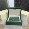HJD Rolex Alta Qualidade Caixa de Relógio Verde Capas De Papel Sacos De Papel Certificado Caixas Originais Para Homens De Madeira Mens Relógios Sacos De Presente Acessórios Bolsa 2022 AAA
