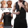 Gilets pour hommes Entraîneur d'entraînement Gilet Débardeurs Sweat Sauna Taille Body Shaper Slim Male Athletic Gym Zipper Tee Shirt Plus Taille Guin22