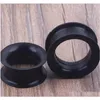 Mix 425Mm Silicone Double Flare Silicone Flesh Tunnel Ear Plug 96Pcs Black Color Body Jewelry Evdq23200357