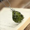 Natural Moldavite Green Crystal Energy Stone Pendant For Men And Women Couple necklace Fine Jewelry LJ201016