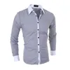 Camisas Casuales de los hombres Precio bajo 2021 Diseño clásico occidental Moda de manga larga de manga larga Hombre joven Patchwork camisa Slim Fit Free Ship1