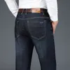Autumn Business Jeans Men Classic Style Dark Blue Cotton Stretch Denim Pants Male Straight Brand Trousers 201128