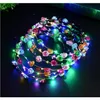 Lampeggiante Led Fasce per capelli Stringhe Scrunchie Glow Flower Crown Fasce Light Party Rave Floral Hair Garland Luminoso Mano Decorativo Bp7St