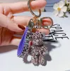 5pcs كامل Diamond Bear Doll -keychain الأزياء الكريستال اللطيف كرتون Keyring keyring سلسلة سيارات سحر حلية الهدايا الملحقات