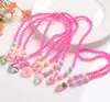 Perle pendentif collier enfants fille dessin animé Animal fruits coeur joyeux colliers enfants bijoux rose blanc cadeau d'anniversaire