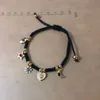 OSOS Stainless Steel charm bracelet Macrame Handmade braiding hamsa hand moon star flower heart bears charms bracelets adjustable 2799