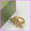 Nuove donne Retro Anello Anelli di apertura Gioielli firmati Lettere d'oro Anello animale Donna per accessori per feste Con diamanti Ape D223075F