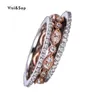 Pierścienie zespołowe Visisap 3 w 1 Zestaw pierścionków ślubnych do akcesoriów weselnych Rose biały złoto Kolor Kobiet Modna Biżuteria Drop B5221