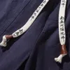 MRDONOO pantalon en lin en coton japonais pantalon à bandes à la cheville hommes lâche harem style chinois grande culotte bouffante en lin knickerbockers K46 201126