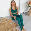 Фитнес костюм Yoga Outfits Женщины Йога наборы дышащего твердого жилета + леггинсы брюки тренировки бегущая одежда сексуальный тренажерный зал Лучшие спортивные кожухи колготки