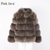 Pink Java 8139 new arrival women winter thick fur coat real fur jacket high quality coat stand collar outfit luxury 201016