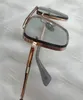 Quadratische Metall-Sonnenbrille, sechs Gläser in Roségold/Grau, modische Sport-Sonnenbrille für Herren mit Box