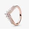 925 Sterling Zilveren Ring Populaire Bloem Lucky Ring Golden Rose Gold Ladies Mode Bruiloft Party Engagement Sieraden