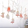 Decorazioni natalizie Ciondolo in corda di canapa in legno dipinto a doppia faccia creativo Ciondolo albero di Natale angelo adorabile T3I51200