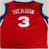 Allen 3 Iverson Jerseys Top Quality Georgetown Hoyas Allen 3 Iverson Basketball JerRey College University Shirts Hombre cosido S-XXL