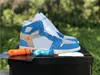 Новейшие Off Authentic 1 High UNC Shoes Мужчины Женщины Белый Порошок Синий Университет Красный Чикаго 4 SP WMNS Парус 5 Муслин MCA 07 MoMa Спортивные кроссовки на открытом воздухе с коробкой