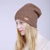 Beanie / Crânio Tampas Mulheres Malha Pequeno Diamante Veludo Malha Homens e capuzes Winter Windproof Aure Protection Chapéu