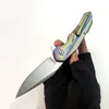 Limited Customization Version Folding Knife Real M390 Blade Fashionable Color Titanium Handle Tactical Camping Hunting Knives Outdoor Tools Perfect Pocket EDC