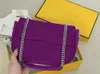 Oymak 3D Mektup Desen Zincir Omuz Çantaları Ajur Yüksek Teknoloji Örgü Kumaş Doku Bagajlar Astar Süet Deri Çanta Altın Toka Çanta Moda Cüzdan Çanta