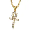 316 Rvs Religieus Goud Zilver Rhinestones Agypt Oude Egyptische het symbool van het Leven Ankh Cross Chain Hanger