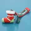 Merry Christmas keychain cartoon Christmas tree Santa hat socks keychains gloves key ring holders bag hangs fashion jewelry